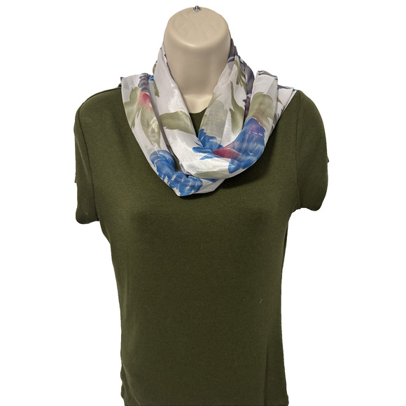 Women's Chiffon Floral Sheer Scarf 10X60" Spring Bloomcore Easter BOHO Wedding - Picture 4 of 5